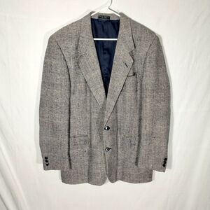 Vintage Palo Savino Silk Blazer Men L 46 Gray Tweed Grandpa Core Academia 90s